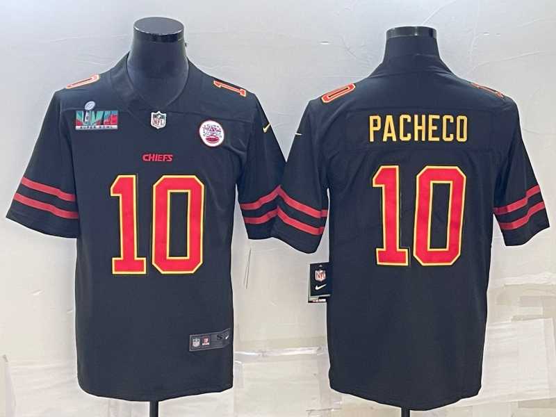 Men%27s Kansas City Chiefs #10 Isiah Pacheco Black Red Gold Super Bowl LVII Patch Vapor Untouchable Limited Stitched Jersey->kansas city chiefs->NFL Jersey